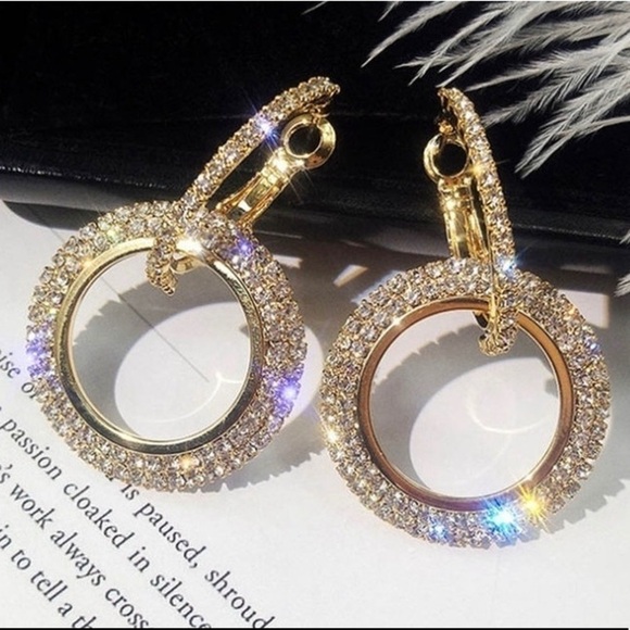 Gold Plated Crystal Hoop Earrings - Picture 4 of 9